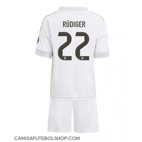 Camisa de time de futebol Real Madrid Antonio Rudiger #22 Replicas 1º Equipamento Infantil 2025-26 Manga Curta (+ Calças curtas)